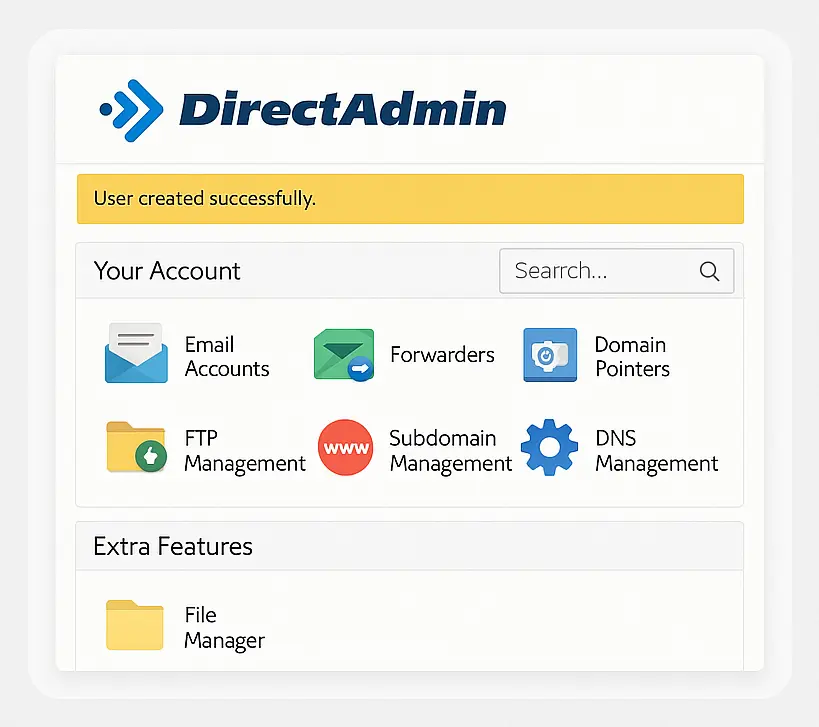 ตัวอย่างแผงควบคุมโฮสติ้ง