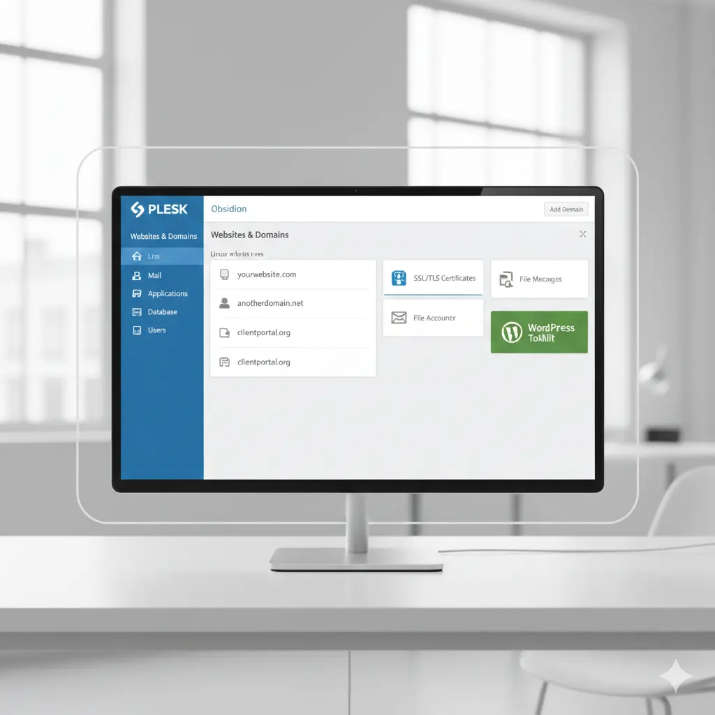 ตัวอย่างหน้าจอ Plesk Linux